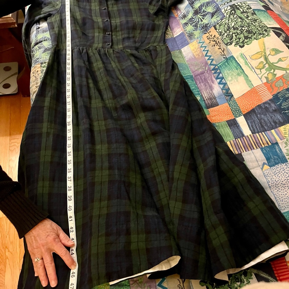 Gorgeous blue & green plaid tartan long sleeve dress. Hand made in Lithuania. - Picture 8 of 8